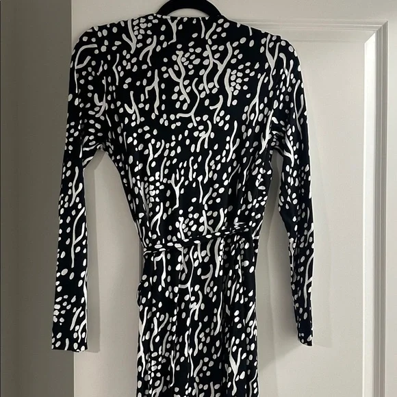 Diane Von Furstenberg Long Sleeve Cotton Midi Sea Spots Wrap Dress S - Picture 4 of 4